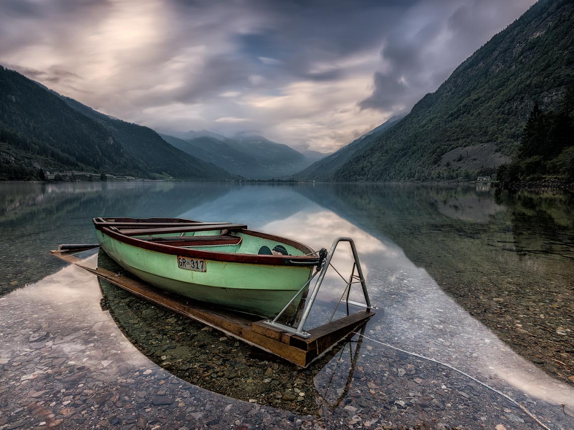 Green Boat at the Lake
